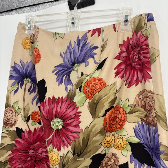 Vintage Talbots 90s Y2K Floral Silk & Wool Blend Pencil Skirt Size 10 Business - Picture 2 of 9